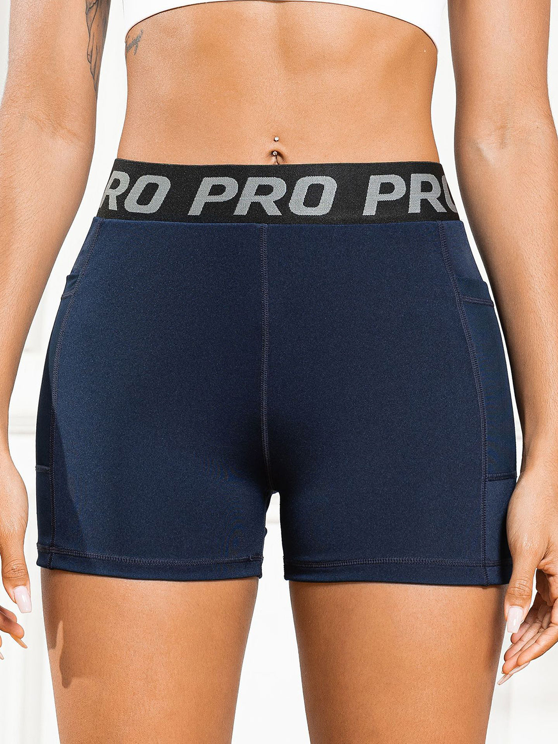 Elastic Waist Active Shorts with Pockets